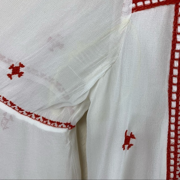 FLOREAT White Boho Blouse Red Embroidery 8 - Picture 13 of 13
